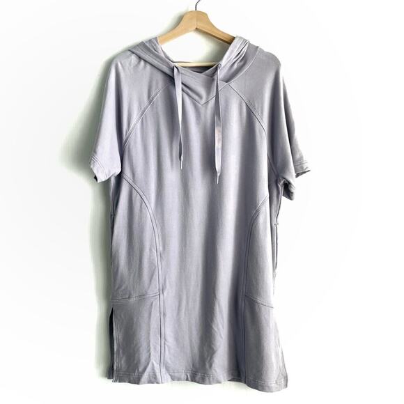 Athleta Cabana Tunic Hoodie Sweatshirt Muted Lilac siz Small hooded short sleeve - Picture 2 of 8